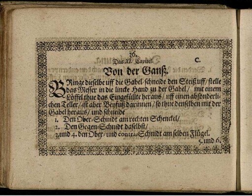Das XI. Capitel. Von der Ganß / Die Vorlegung