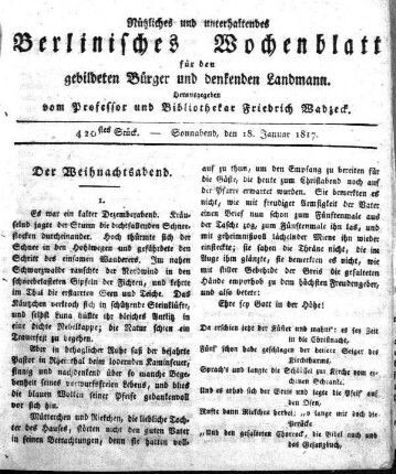 420stes Stueck, Sonnabend, den 18. Januar 1817