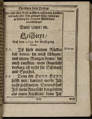 Leichtext/ Auß dem 1. Cap. der Weissagung Esaiae