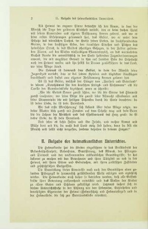 II. Aufgabe des heimatkundlichen Unterrichtes