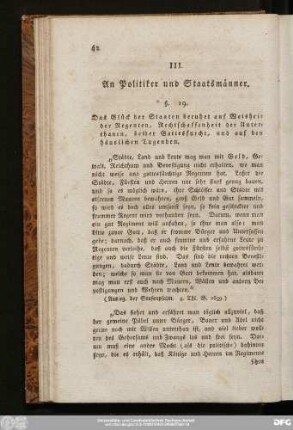 III. An Politiker und Staatsmänner.