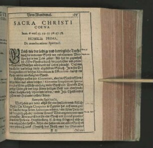 Homilia Prima, De manducatione Spirituali