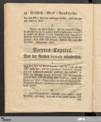 Viertes Capitel. Von der Großen Synode insonderheit.