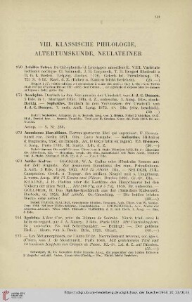 VIII. Klassische Philologie, Altertumskunde, Neulateiner (Nr. 970- 1133)