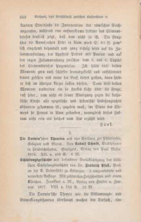 668-677 [Rezension] Schmid, Rudolf, Die Darwin'schen Theorien und ihre Stellung zur Philosophie, Religion und Moral