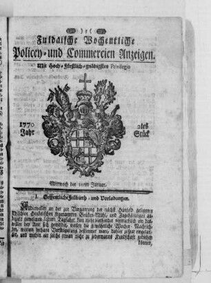 2tes Stück, Ausgabe vom 10. Januar 1770
