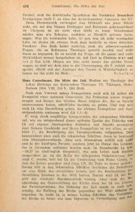 478-479 [Rezension] Conzelmann, Hans, Die Mitte der Zeit