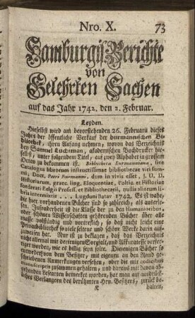 Nro. X. auf das Jahr 1742. den 2. Februar. - Nro. XVII. auf das Jahr 1742. den 27. Februar.