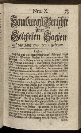 Nro. X. auf das Jahr 1742. den 2. Februar. - Nro. XVII. auf das Jahr 1742. den 27. Februar.