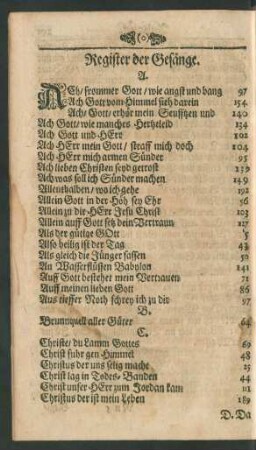 Register der Gesänge.