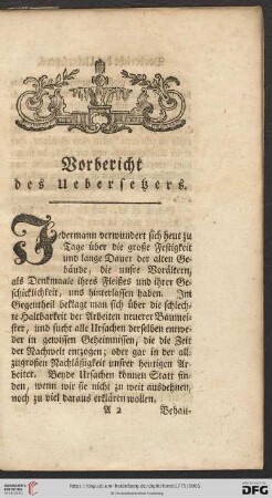 Vorbericht des Uebersetzers