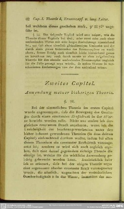 Zweites Capitel. Anwendung meiner bisherigen Theorie