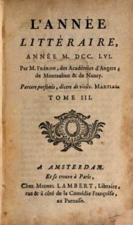 L' année littéraire. 1756,3