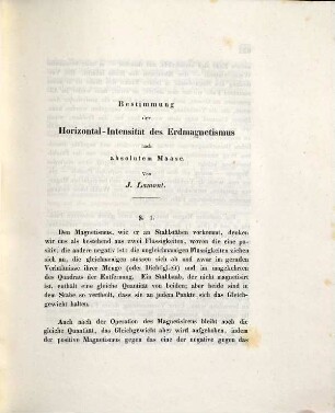 Bestimmung der Horizontal-Intensität des Erdmagnetismus nach absolutem Maase