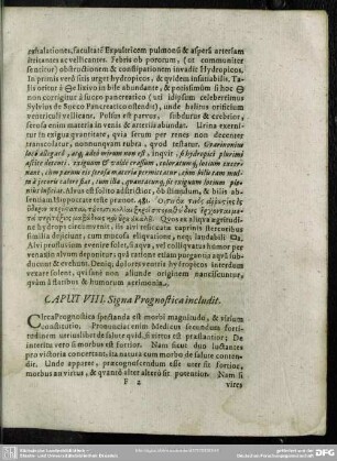 Caput VIII. Signa Prognostica includit