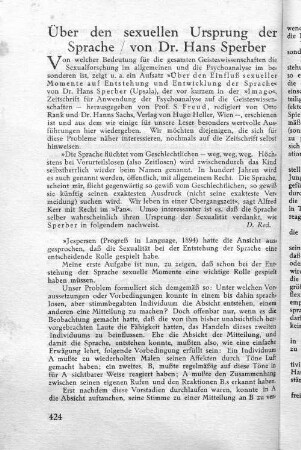 Über den sexuellen Ursprung der Sprache