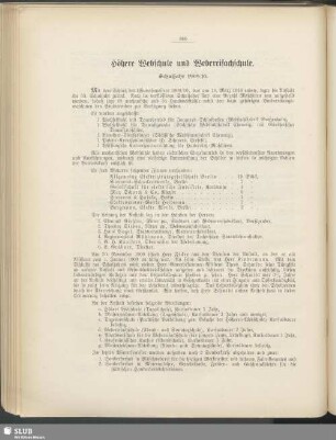Höhere Webschule und Webereifachschule. Schuljahr 1909/10