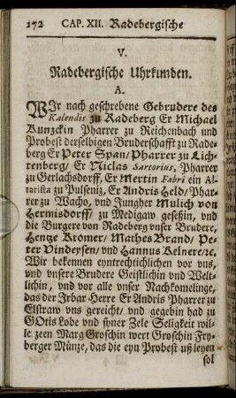 V. Radebergische Uhrkunden.