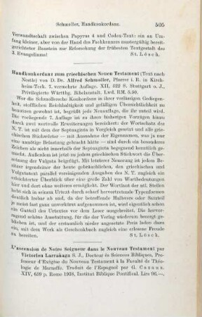 505 [Rezension] Schmoller, Alfred, Handkonkordanz zum griechischen Neuen Testament
