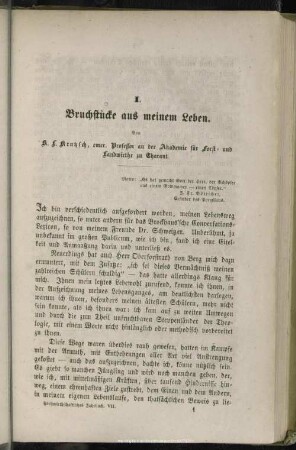I. Bruchstücke aus meinem Leben