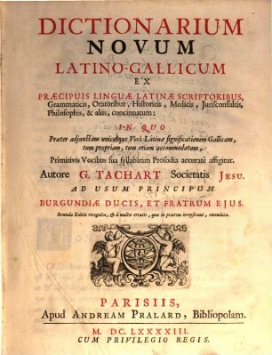Dictionarium novum latino-gallicum
