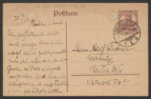 Postkarte an Otto Fürstner : 11.03.1920
