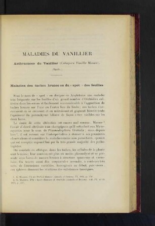 Maladies Du Vanillier.