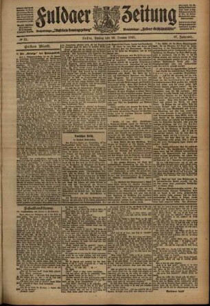 Erste Ausgabe vom Freitag, den 28. Januar 1910.