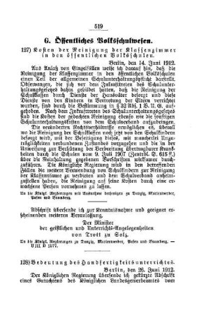 Kosten der Reinigung der Klassenzimmer in den öffentlichen Volksschulen : [G. Öffentliches Volksschulwesen]