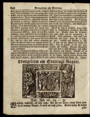 Evangelium am Sonntage Rogate. Text, Joh. 16, 24-31.