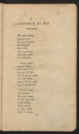 I. A L'Honneur Du Roi