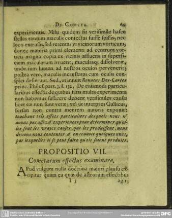 Propositio VII. Cometarum effectus examinare