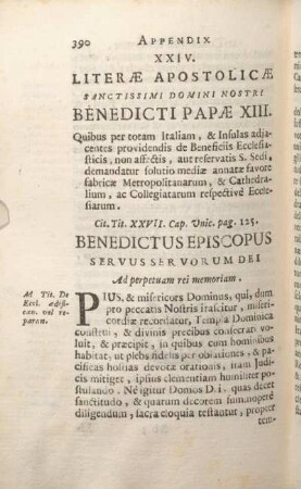 XXIV. Literae Apostolicae Sanctissimi Domini Nostri Benedicti Papae XIII.