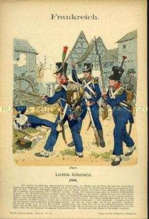 Uniformdarstellung, Jäger der Leichten Infanterie, Erstes Kaiserreich Frankreich, 1806.