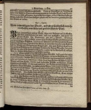 Das 5. Capitel. Vom inwendigen der Stadt, und zwar sonderlich von ihren Gassen, [...]