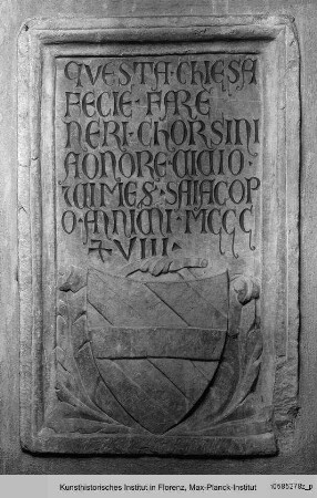 Stiftertafel der Cappella Corsini - Stiftertafel der Cappella Corsini mit Inschrift und Wappen