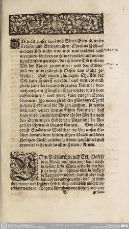 Leichenpredigt : Das allerbeste Mittel wider des Todes Bitterkeit. Textus. Eingang. Abhandlung.