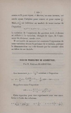 Sur un problème de géométrie.