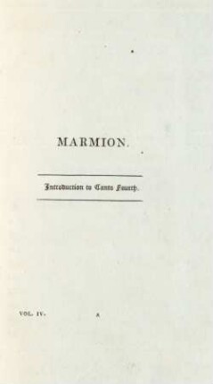 Marmion. Introduction to Canto Fourth