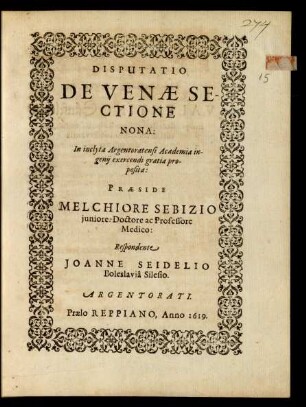 9: Disputatio De Venae Sectione ...