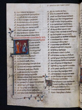 Deckfarbeninitiale L, historisiert: Le dieu d'amours navra l'amant