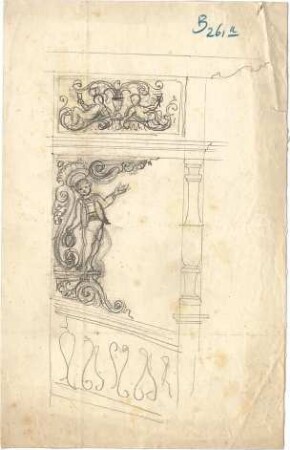 Thiersch, August ; Gebäude, Nebengebäude, Innenausstattung - unbestimmbare Einzelblätter - Innenausstattung - Treppengeländer (Detail)