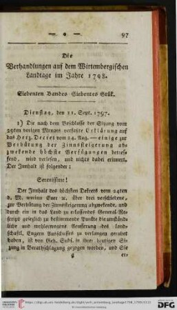 Siebenten Bandes Siebentes Stuek.
