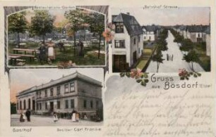 Gruss aus Bösdorf (Elster) : Restaurations-Garten, Bahnhof-Strasse, Gasthof