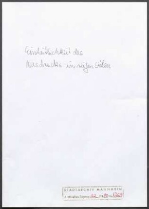 Literarische Arbeiten .- Manuskripte und Manuskriptfragmente Bd. 25: Vorträge: Einheitlichkeit des Ausdrucks in reifen Stilen (Manuskript, handschriftlich)