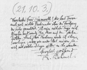 Brief an Konrad Ramrath