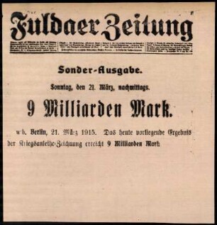 Zweite Ausgabe vom Sonntag, den 21. März 1915.