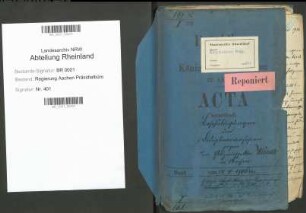 Beschuldigungen und Disziplinarverfahren gegen den Polizeiinspektor Wiemer in Aachen.
