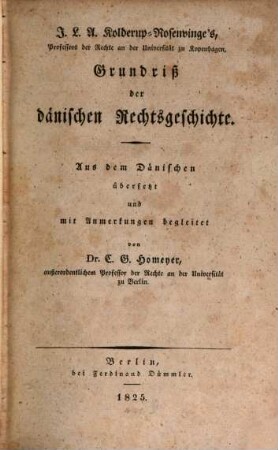 Grundriß der dänischen Rechtsgeschichte