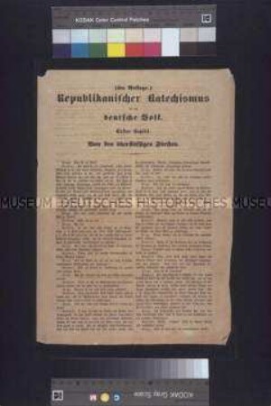 Flugblatt: Republikanischer Katechismus für das deutsche Volk.; undatiert